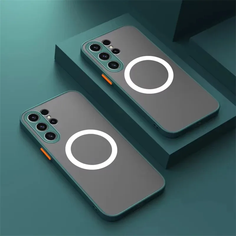Für MagSafe Matte Magnetische Hülle für Samsung Galaxy S26 S25 S24 S23 S22 S21 Ultra Plus FE Stoßfeste Mattierte Kabellose Ladehülle