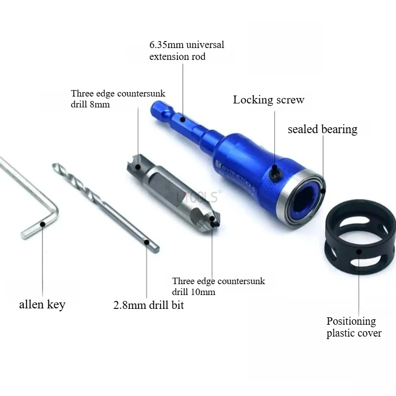 制限ブロック付き多機能木工ツール 2.8mm 皿穴調整可能な位置決めガイド ステップコニカルドリルビット
