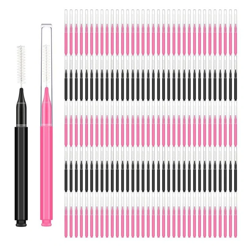 A73U 300 Pieces Mini Eyebrow Brush With Cap Brow Lamination Brush Eyebrow Spoolie Brush Comb Eyebrow Lash Lift Tools Lash