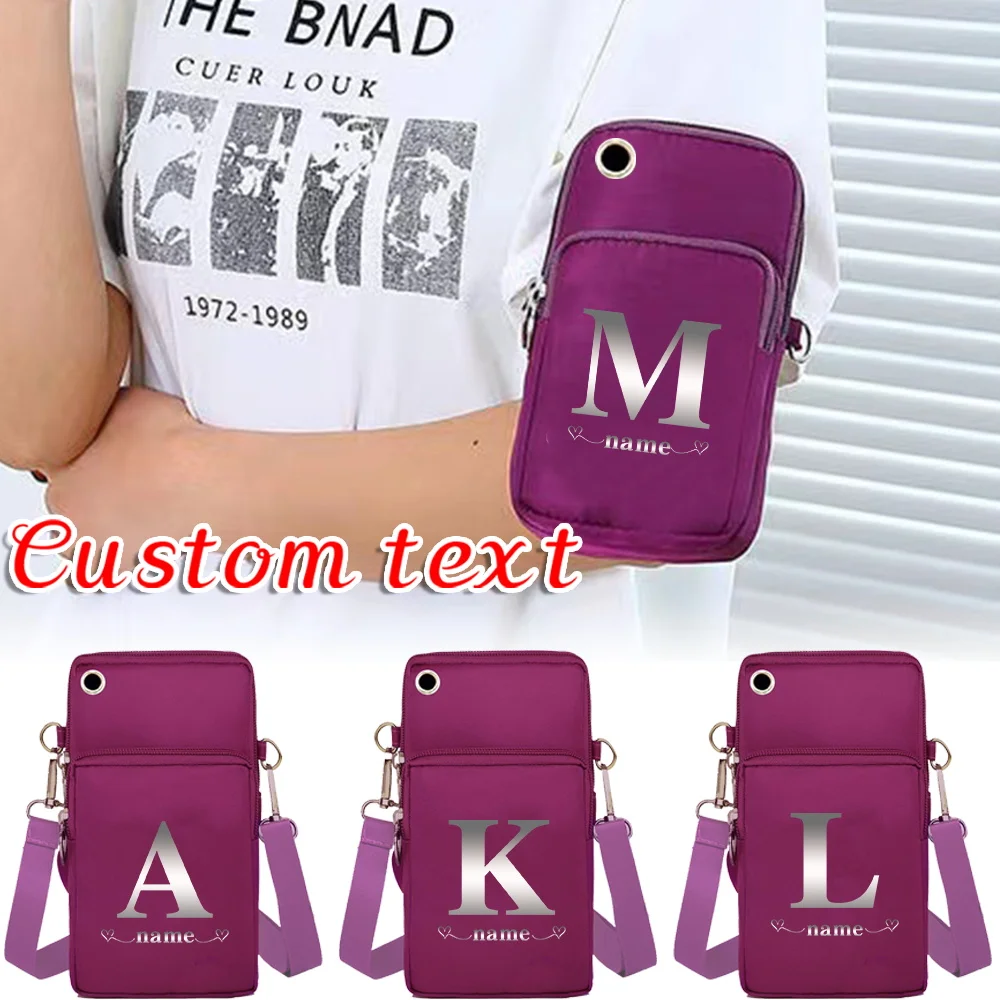 

Personalized Customization Name Purple Handbag Small Crossbody Bag Women's Wallet Canvas Mobile Wallet