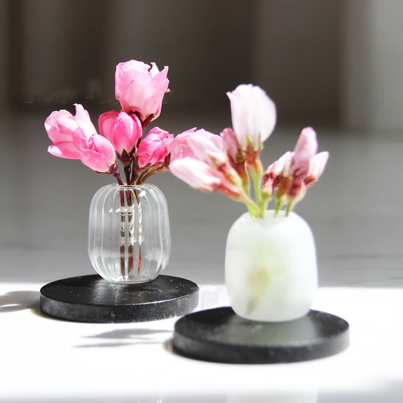 1:12 Dollhouse Miniature Glass Vase Mini Transparent Storage Jar Flowerpot Glass Jar Glass Flowers Pot Home Garden Decor Toy