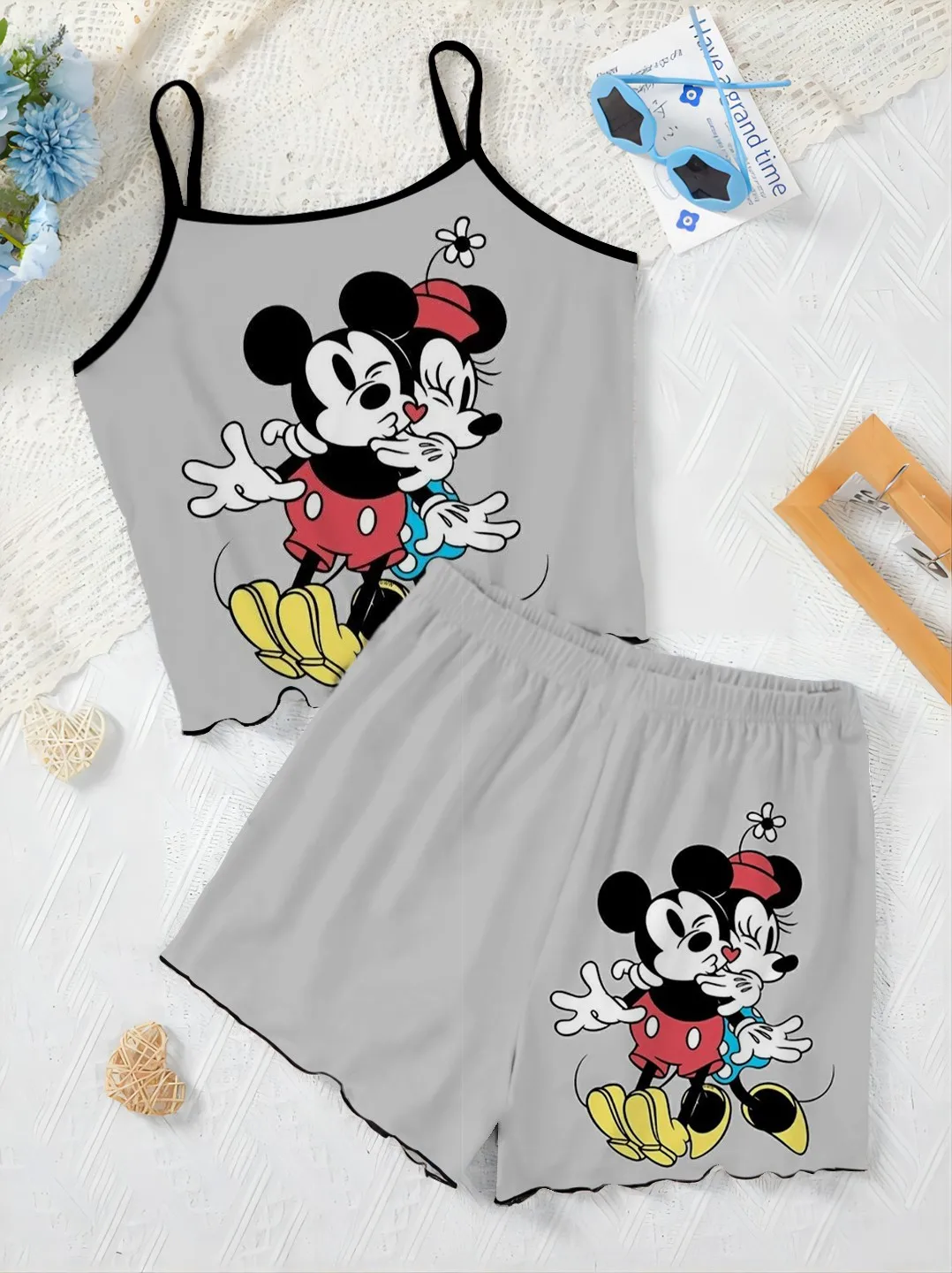 Mickey Top Korte Sets Voor Vrouwen 2 Stuks T-Shirt Pyjama Rok Minnie Mouse Home Jurk Dames Pak Disney Elegante Disney Mickey