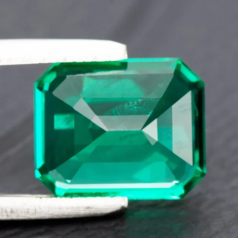 Lab Grown Columbia Emeralds Hydrothermal Hand Cutting Emerald Cut With Cracks Inclusions Inside Selectable AGL Certificate