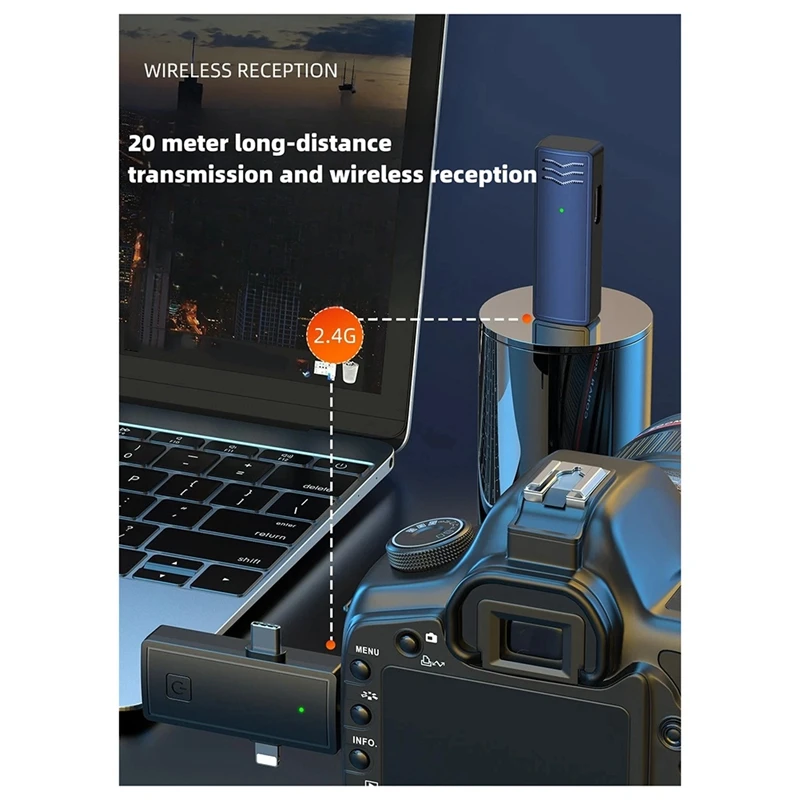 New 2.4G Wireless Three In One Intelligent Audio Microphone Mini Outdoor Live Streaming Computer Microphone Live Vlog In