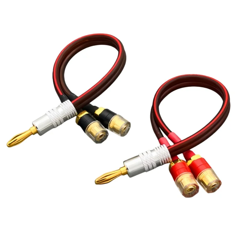 2PCS/LOT pure copper banana head 1: 2 frequency division line passive speaker expansion line audio speaker cable