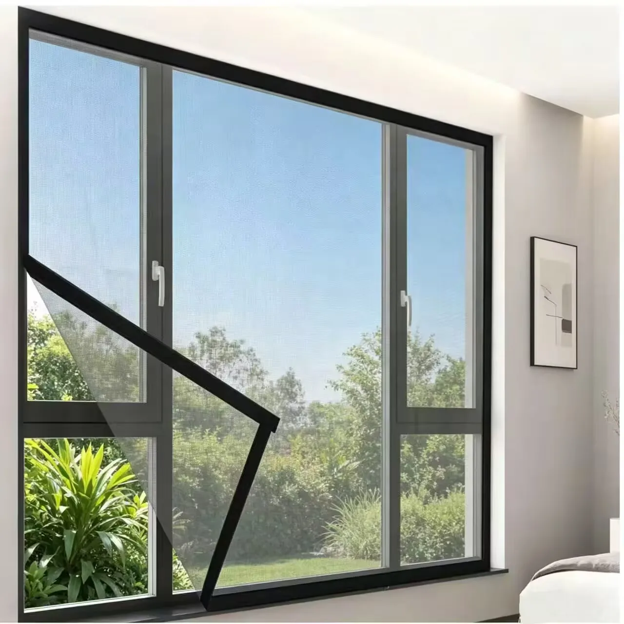 Summer Window Mosquito Nets Indoor Fly-proof Can Be Customized Gray Mesh Black  Detachable Invisible Anti-mosquito Screen