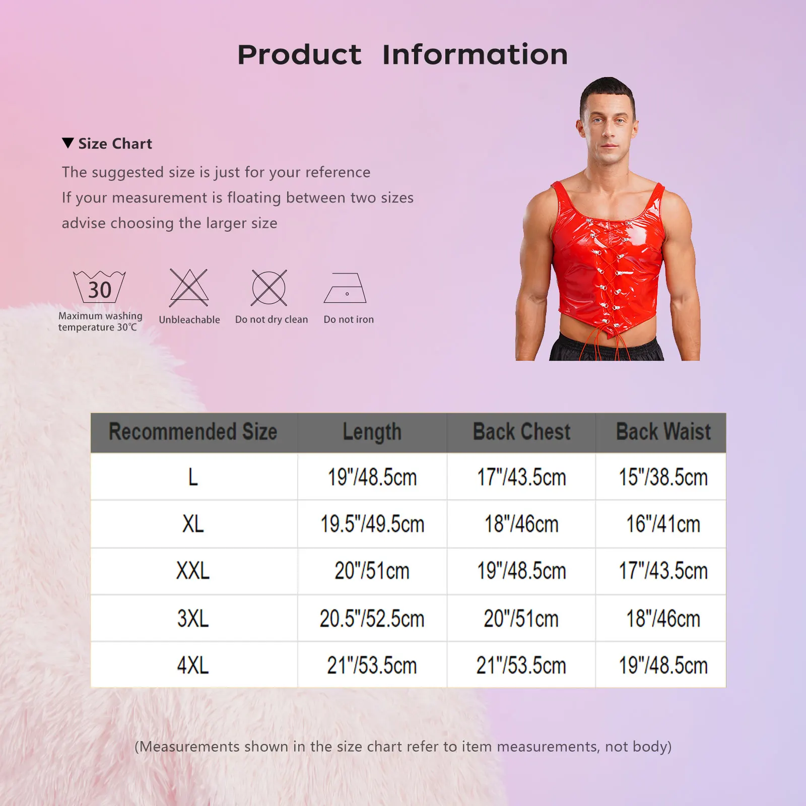 Atasan Rompi Potong Hem Tidak Beraturan Ritsleting Belakang Berenda Dapat Disesuaikan Tanpa Lengan Kulit Paten Tampilan Basah Pria untuk Klub Malam Pesta