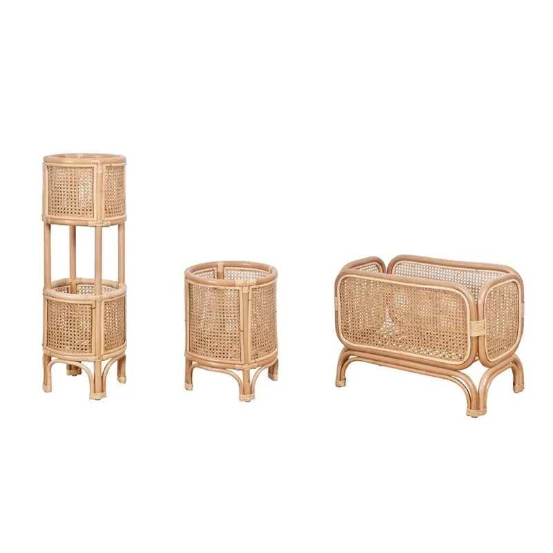 

Creative Modern Eco-friendly Rattan Flower Rack Foldable Storage Multi-layer Plant Shelf Balcony Customizable Indoor