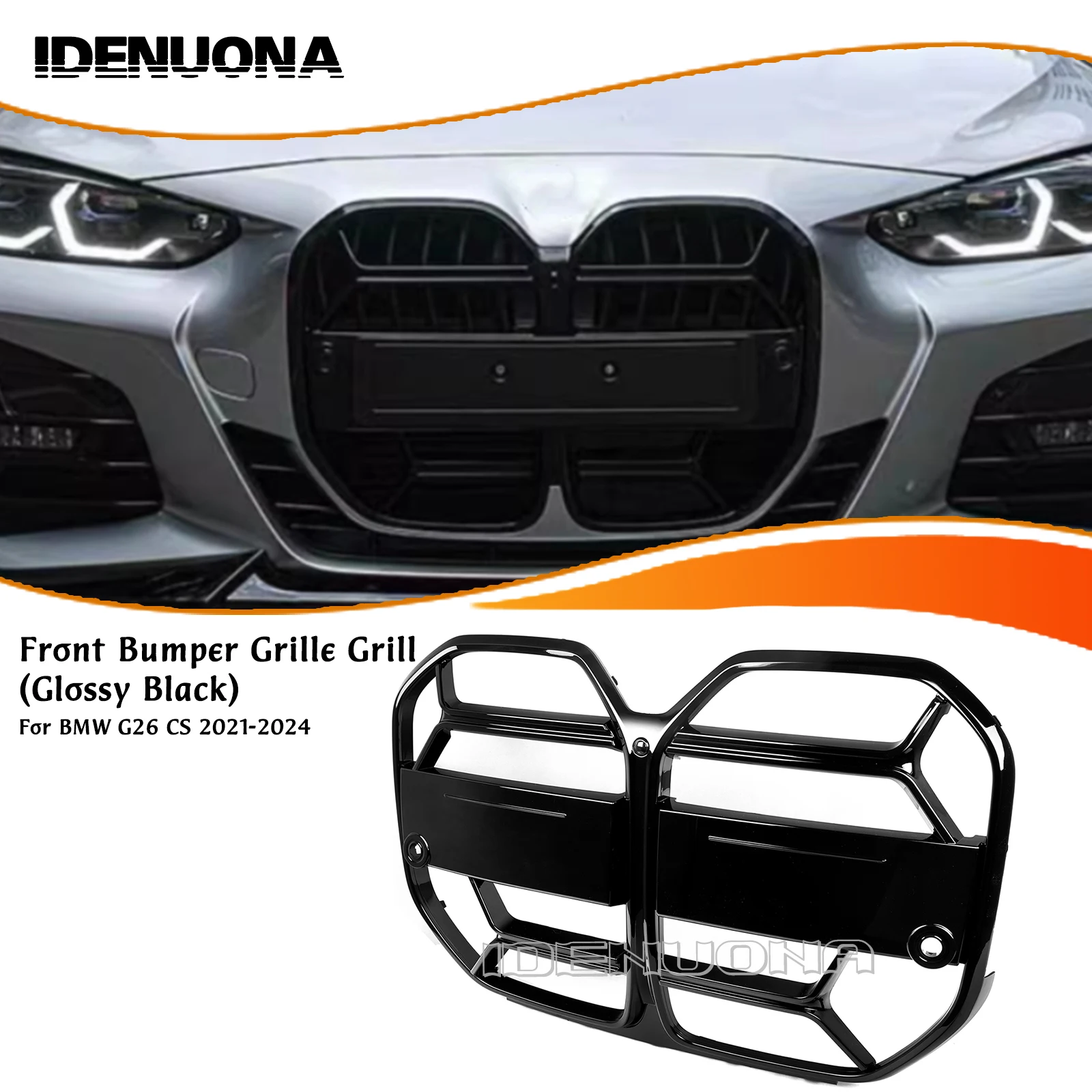 

Gloss Black Front Grille Racing Grill Upper Bumper Hood Mesh Grid For BMW 4 Series G26 430i 440i M440i Gran Coupe 4-Door 2021-24