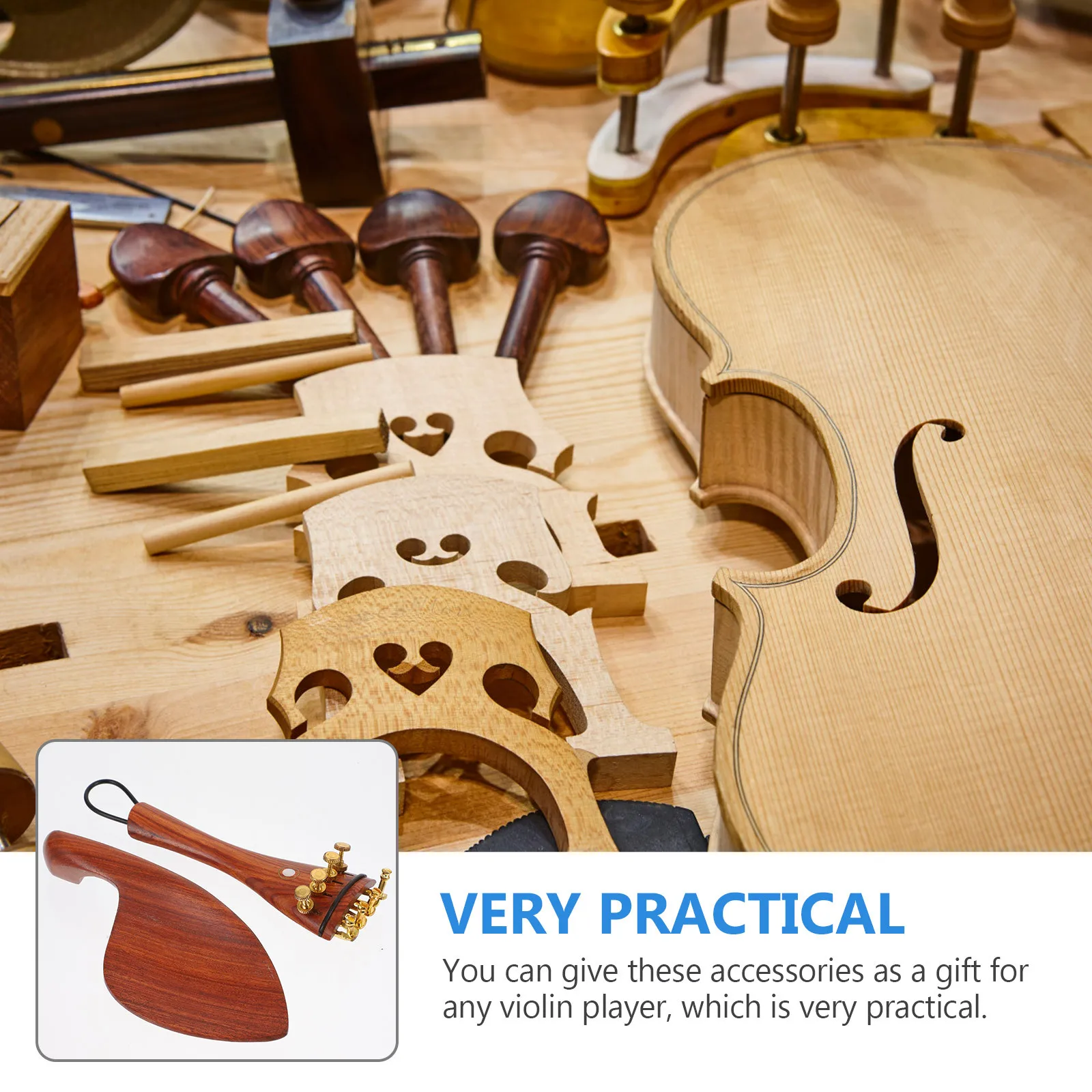 

1Set Professional Wooden Violin Repair Accessories Durable Replacement Parts Chin Rest Tuning Peg Tailpiece Endpin Violin