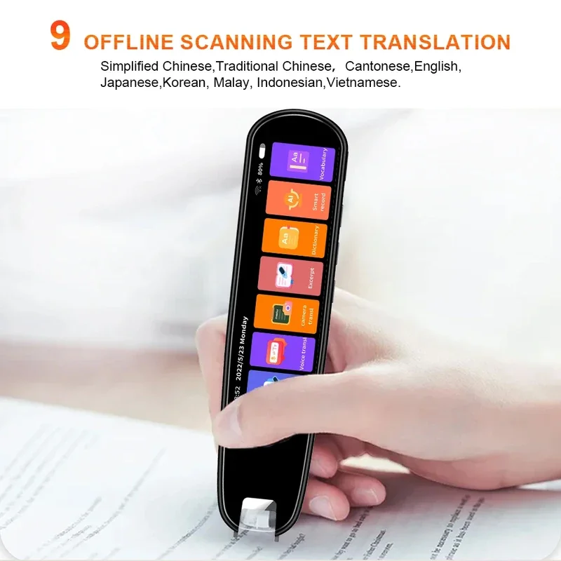 MD04  Smart AI Scan Pen BT Translator Voice Multi 134 Languages Support 3.38 Inch Touch Screen Photo Offline Record Translation