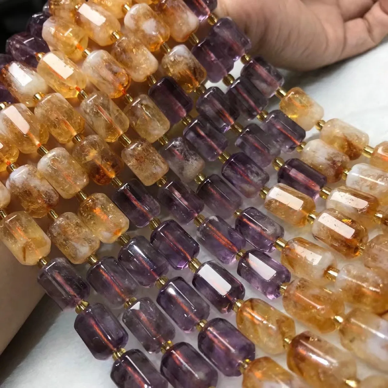 Citrine ametrine AMETHYST pilar faceted 9*12mm 38cm DIY jewelry FPPJ wholesale loose beads nature