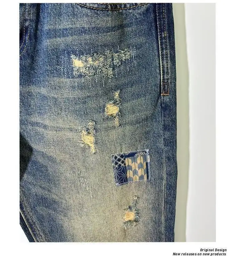 العصرية جينز رجالي فضفاض مستقيم مايكرو مخروط عالية الشارع هول التصحيح الراقية كاوبوي الربيع والخريف السراويل الأصلية الرجال