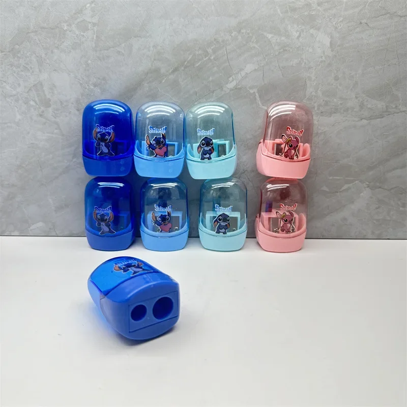 1/3pcs 2024 Disney Stitch Double Hole Pencil Sharpener Student Stationery Transparent  Angel Pencil Sharpener Wholesale Gift