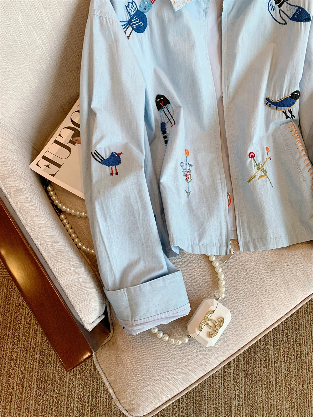 Unikalna, zabawna, przeciwstarzeniowa, haftowana kurtka z klapami, luźna, wyszczuplająca, uniwersalna bluzka dla kobiet i mężczyzn, wiosna-jesień, styl koreański...