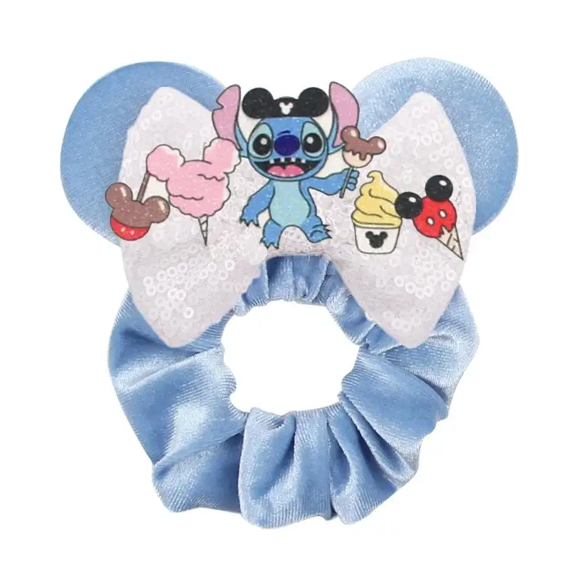 Chouchous pour cheveux avec oreilles de souris Disney, chouchous pour Festival, paillettes, nœuds de 4 pouces, bandeau élastique pour filles, accessoires pour cheveux, DIY, nouvelle collection