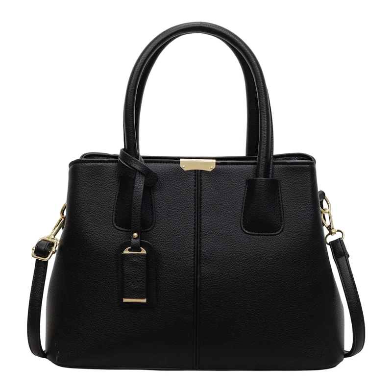 

Luxury Leather Tote Bag For Ladies, High-End Diaper Bag With Trendy Design, Casual Solid Color Shoulder Purse For Shopping Moms
