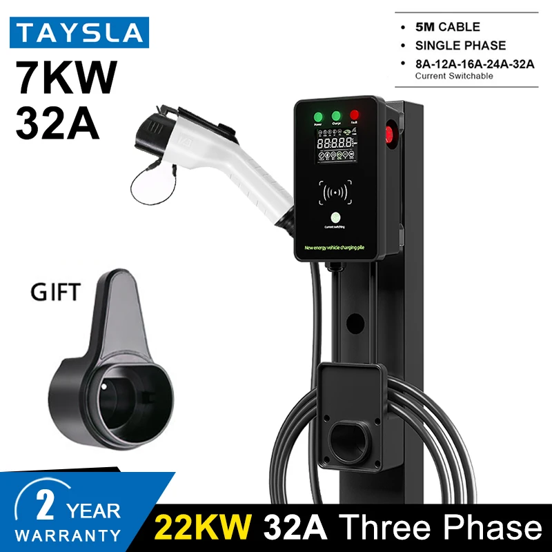 

TAYSLA EV Charger 32A 7KW Electric Car Charger EVSE Wallbox 1 Phase Type1 Cable j1772 Charging Station for Electric Car