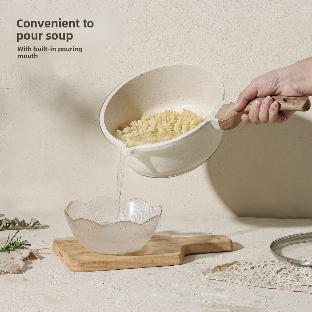 

Marble Stone Non-Stick Milk Pan - Multi-Purpose Saucepot for Frying/Soup, Low-Smoke Home Cookware