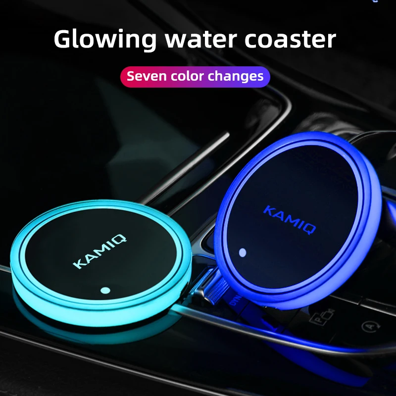 

Car luminous water cup foot pad non-slip foot pad is suitable for Skoda Kamiq car interior LED modified atmosphere light