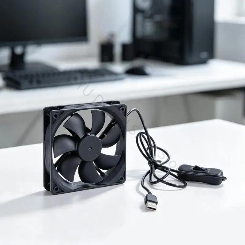 96BA Inline Control USB-Lüfter, bürstenloser 120-mm-Lüfter mit quadratischem Gehäuse, Eckmontagelöchern und USB-Stecker für – Detail 10