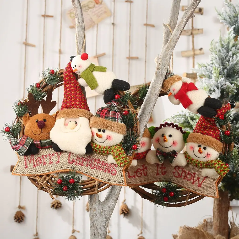 

Christmas Wreaths Door Hanging Ornaments Merry Christmas Decorations for Home Door Xmas Tree Pendants Navidad New Year