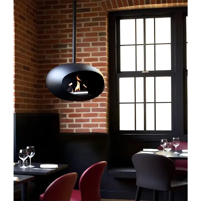 

【Fashionable】2025 Latest Design Oblong Shape Real Ethanol Fireplace Indoor Free Standing Metal Hotel Use
