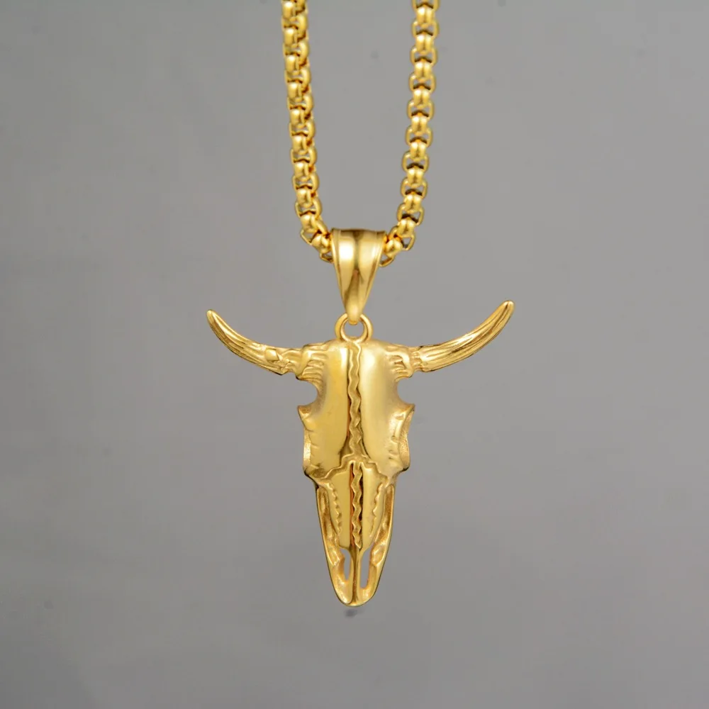 

316L Titanium steel Bull Head Pendant Necklace Male Quality Personality Trend Fashion Retro Assorted Accessories Gift