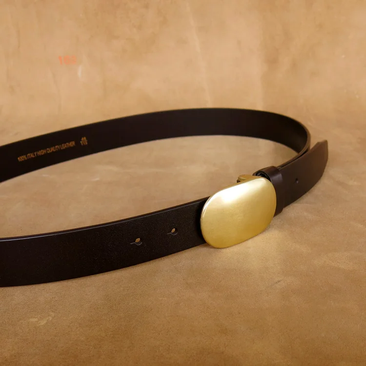 Genuine Leather Belt for Men Casual Style  Brass Buckle Waist Belt Leather Head Layer Pure Cowhide Belt for Pants