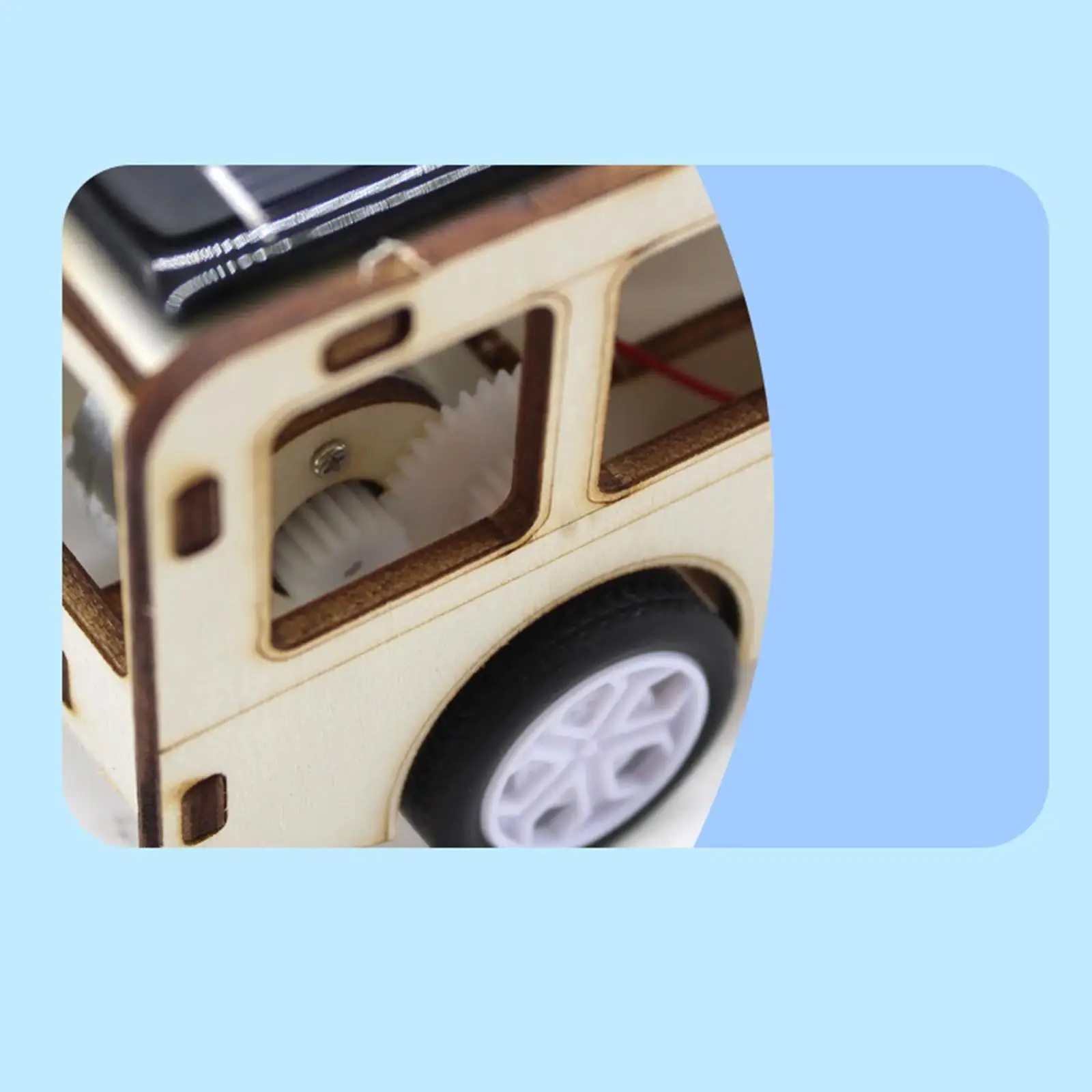 Solar Powered Wood Bus Toy Car Practical Reusable Versatile Science Toy