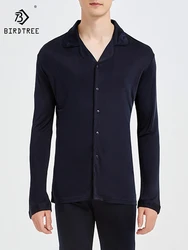 Birdtree 30MM 25%  Silk Pajamas Set Men's Knitted Long Sleeve Comfortable Large Size Casual Home Clothes S41111QC