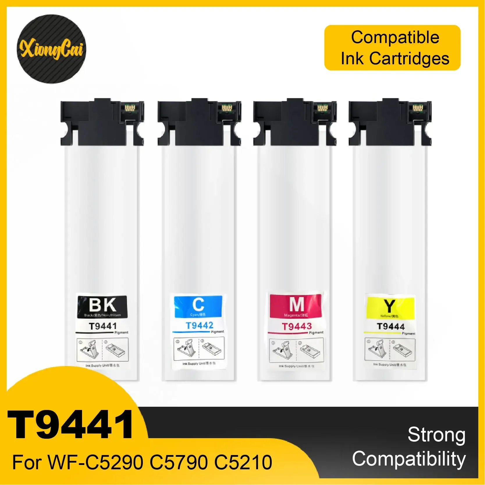 NEW  Compatible Ink Cartridges T9441 T9442 T9443 T9444 For Epson WorkForce Pro WF-C5210DW WF-C5290DW WF-C5710DWF WF-C5790DW