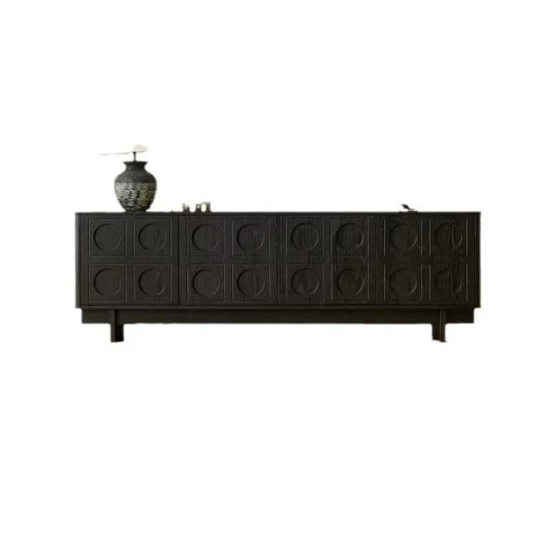 

Retro, black, solid wood, TV cabinet, living room, home, storage, wabi-sabi, French