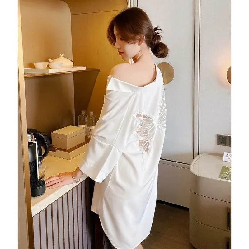 New style nightdress female summertime Lace loose Shirt Pajamas Can be worn outside High appearance level loungewear