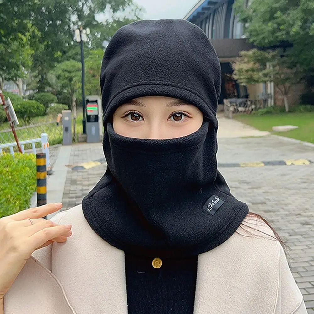 カジュアル防風ポーラーフリースバラクラバ帽子厚く暖かく保つビーニーキャップネックウォーマーフード付きフェイスマスクアウトドアサイクリングスキー