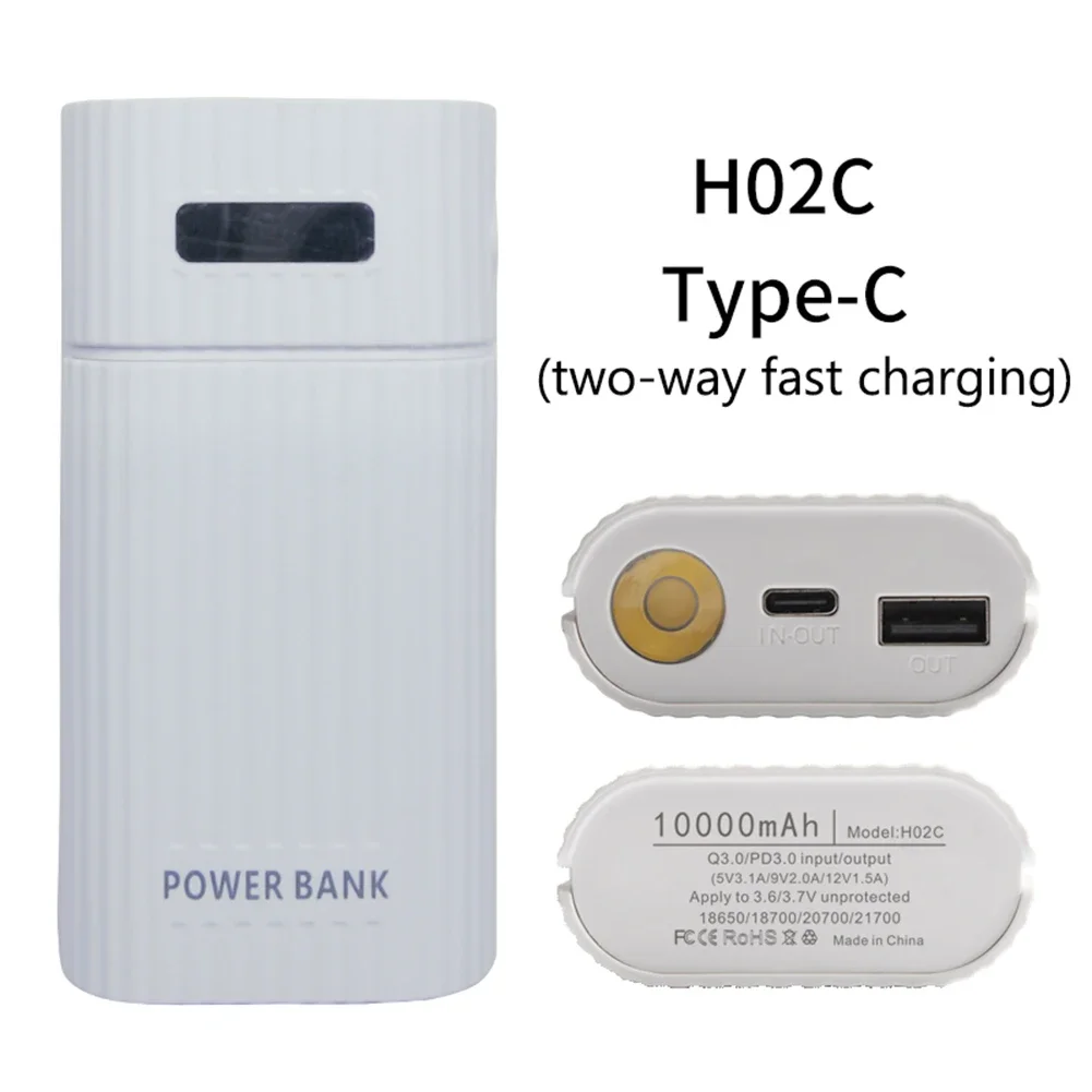 2/3 Port wejściowy 18650/18700/20700/21700 przejściówka do ładowarki baterii plastikowa powłoka mobilny powerbank etui wyświetlacz LCD do telefonu