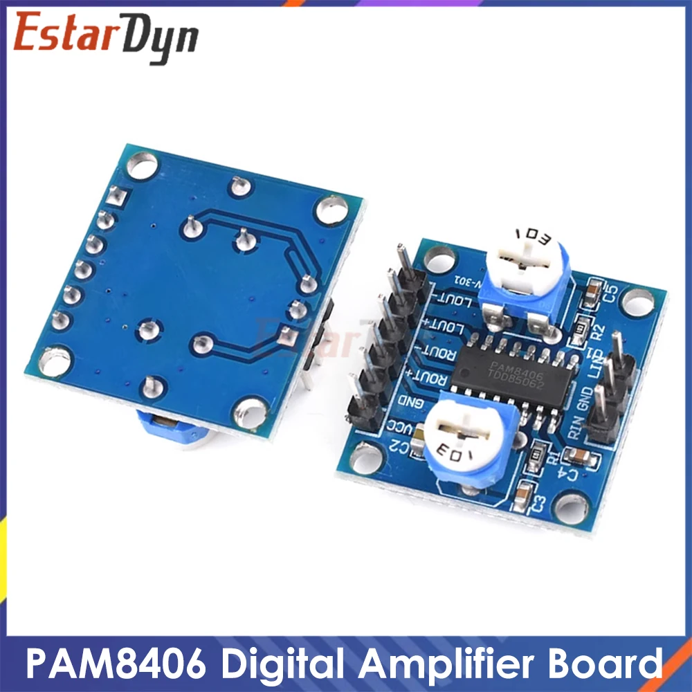 PAM8406 Class D Amplifier Board 5W+5W Stereo Audio Module with Volume Control for DIY Speaker, Portable Sound Box