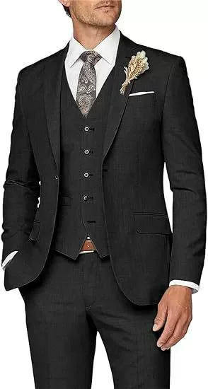 2026 Men's Casual Wedding Groomsmen Three-Piece Suit Set Large Size Polyester Business Leisure Fashion Cross-Border