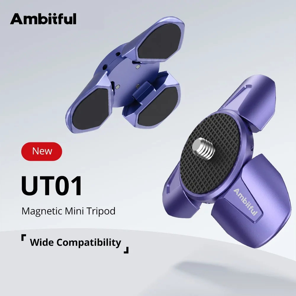 Mini trépied de bureau magnétique Ambitful UT01 série Purple pour caméra sportive DJI Osmo Pocket 4/3 Action 4 Nano