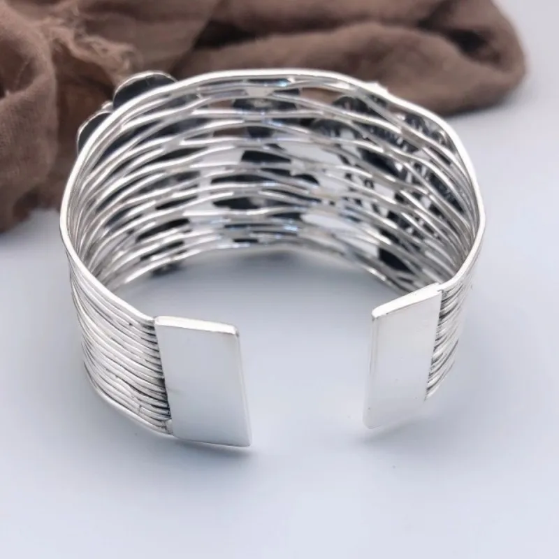 S999 Sterling Silver Bracelets for Women 2023 New Women's Fashion Hollow Peacock Flaunting Tail Bangle Argentum Classic Jewelry