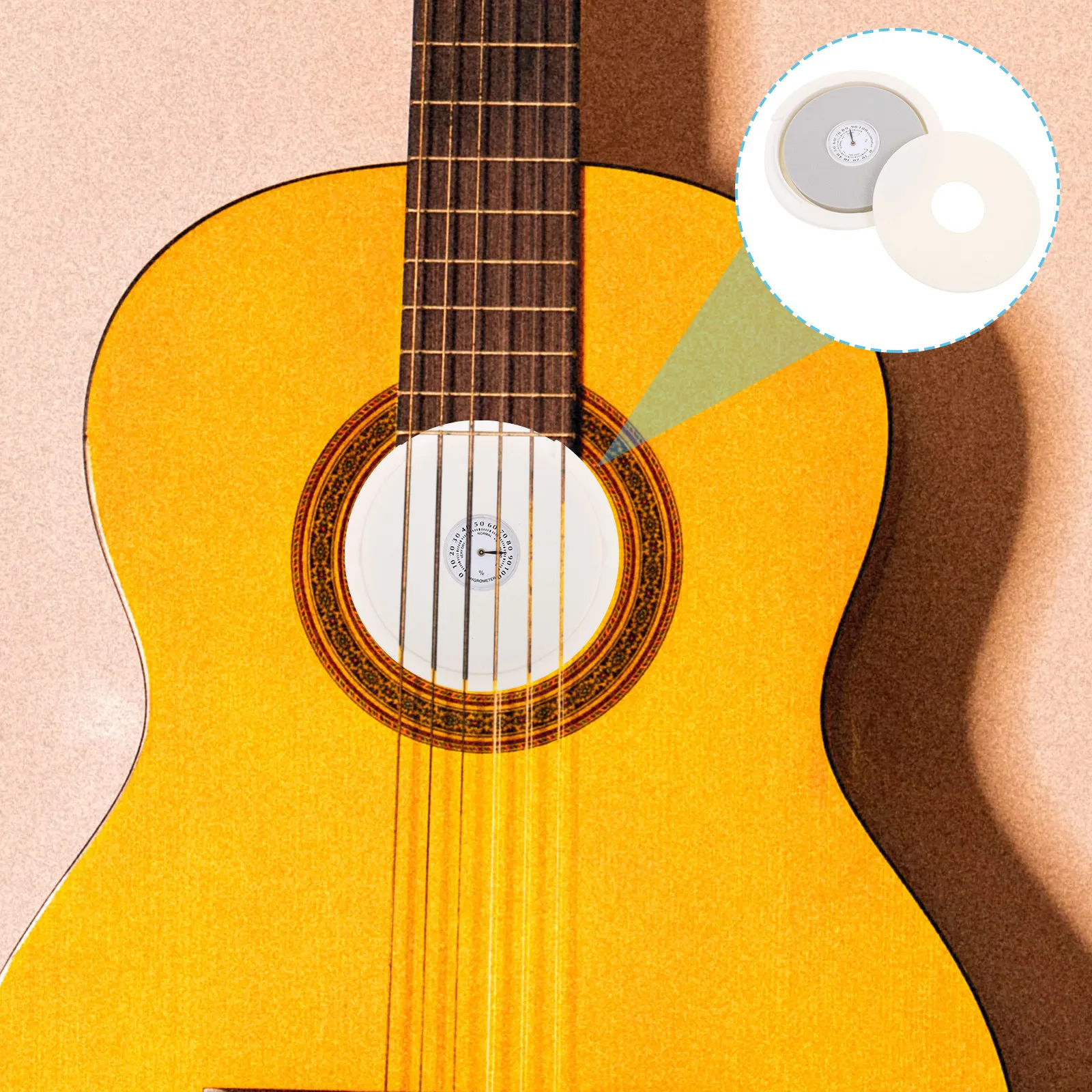 Humidifier Guitar Humidifiers Hygrometer for Musical Instruments Classical White Humidity Soundhole