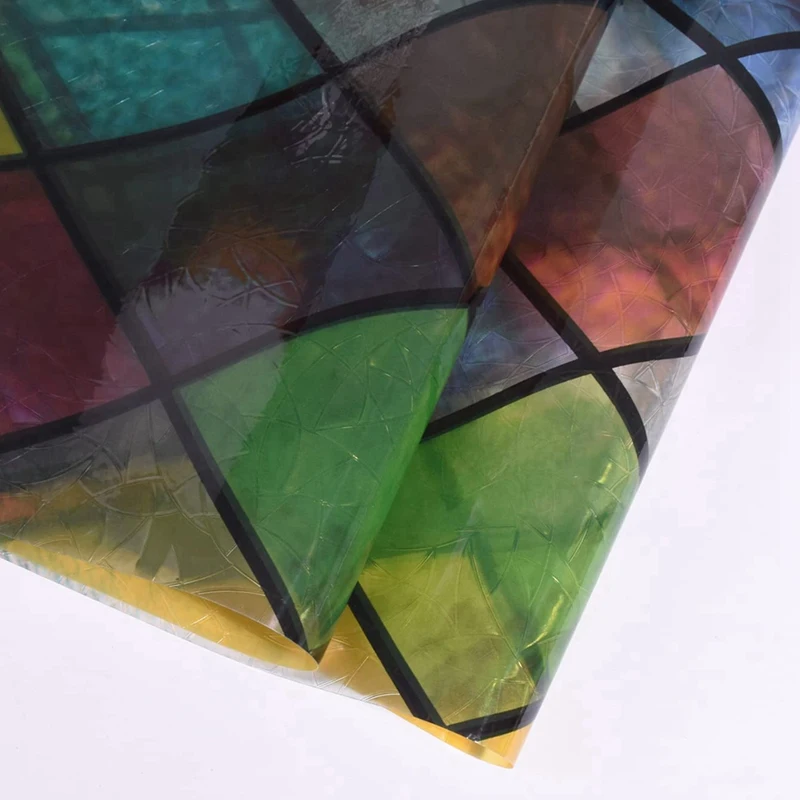 Защитная пленка для окон, Радужный оттенок Витражного Стекла, 3D декоративные наклейки на окна без клея для дома и офиса, легко устанавливается