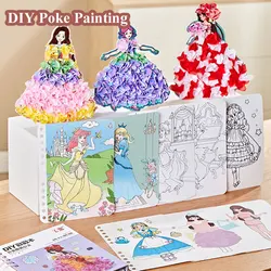 Livre d'autocollants de dessin Kiev illage pour enfants, jouets de peinture bricolage pour filles, art de poking, princesse, coloriage fait à la main, cadeau d'apprentissage pour enfants