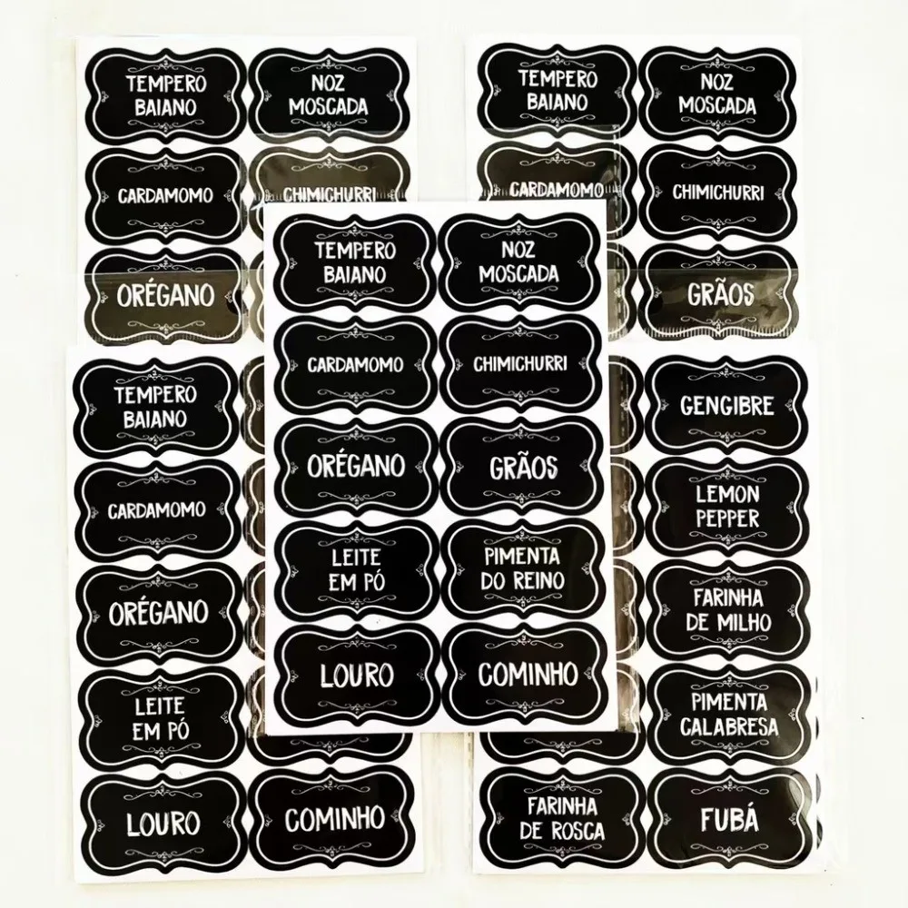 

Набор из 50 наклеек премиум-класса с кухонными травами — настраиваемые бирки для кладовой с измерительными направляющими (орегано, розмарин, черный перец)