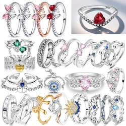 2024 New 925 Silver Ring Zircon Shining Bow Ring Original S925 Finger wedding Ring DIY Women Fine Jewelry Gift