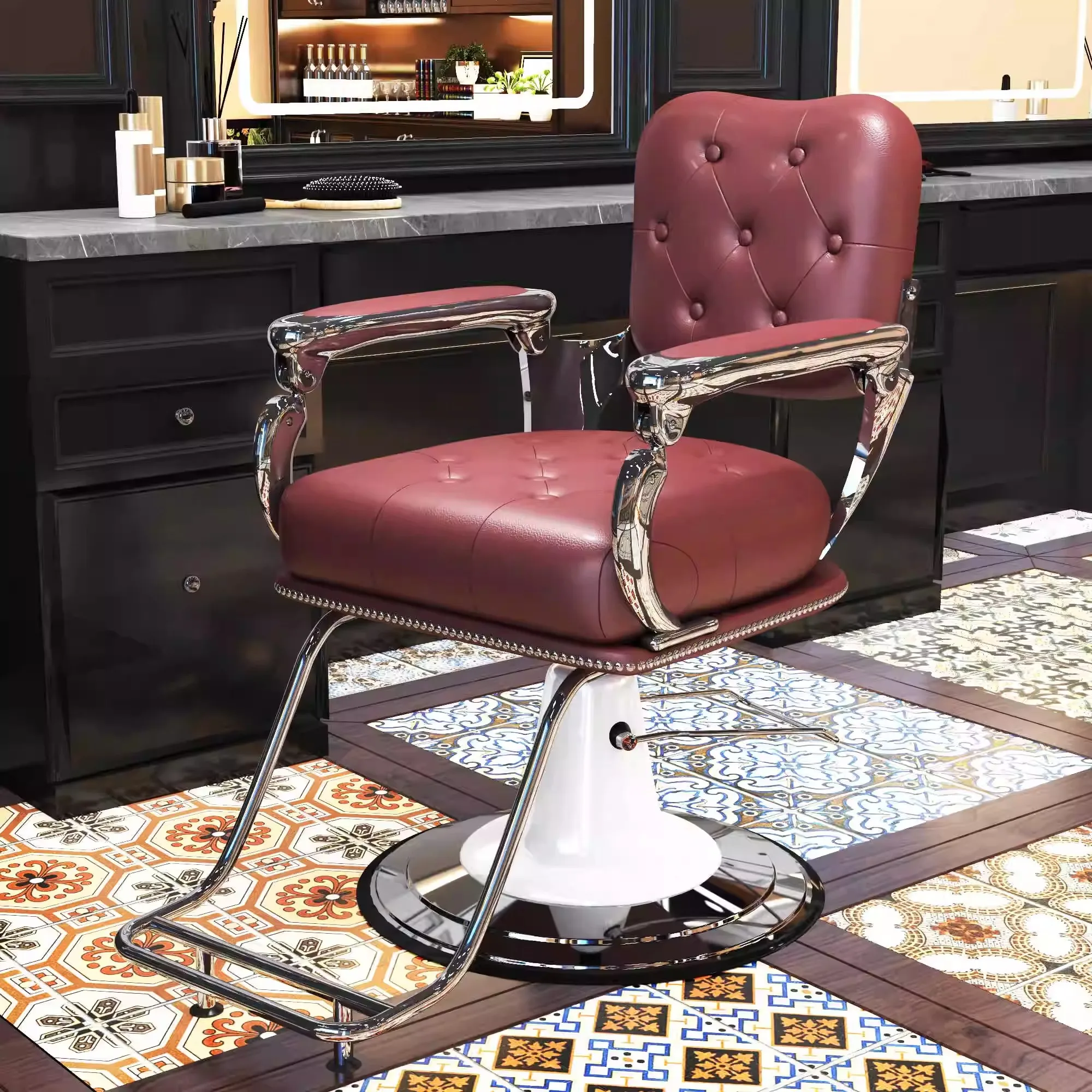 

New Style Beauty Luxury Chair For Salon Rotatable Barber Chair Height Adjustable Salon Equipment