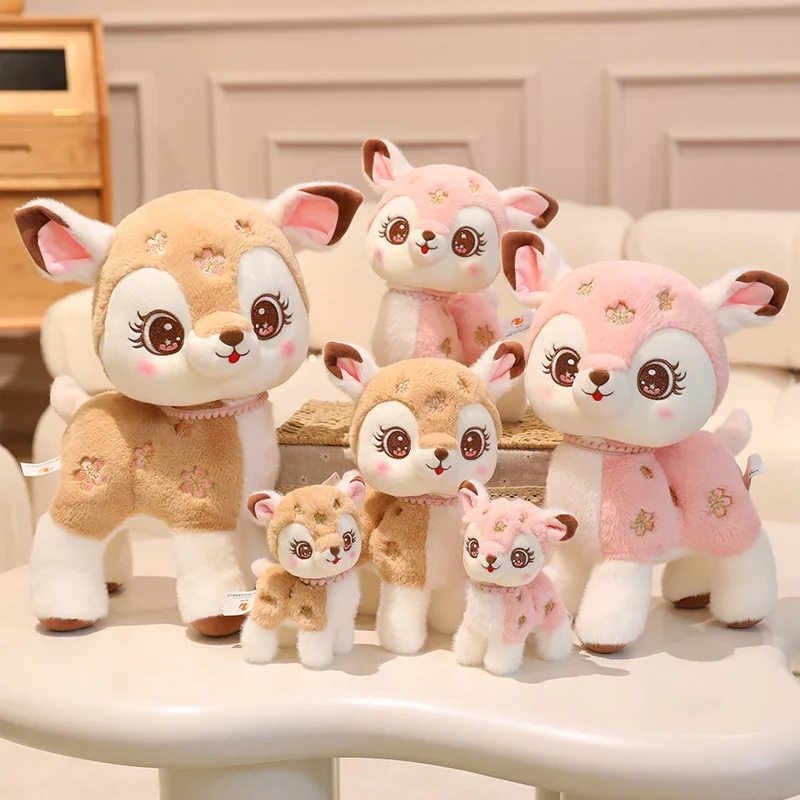 Beautiful Standing Sika Deer Plush Toy Kawaii Little Deer Dolls Plush Pillow Stuffed Soft Animal for Birthday Christmas Gift