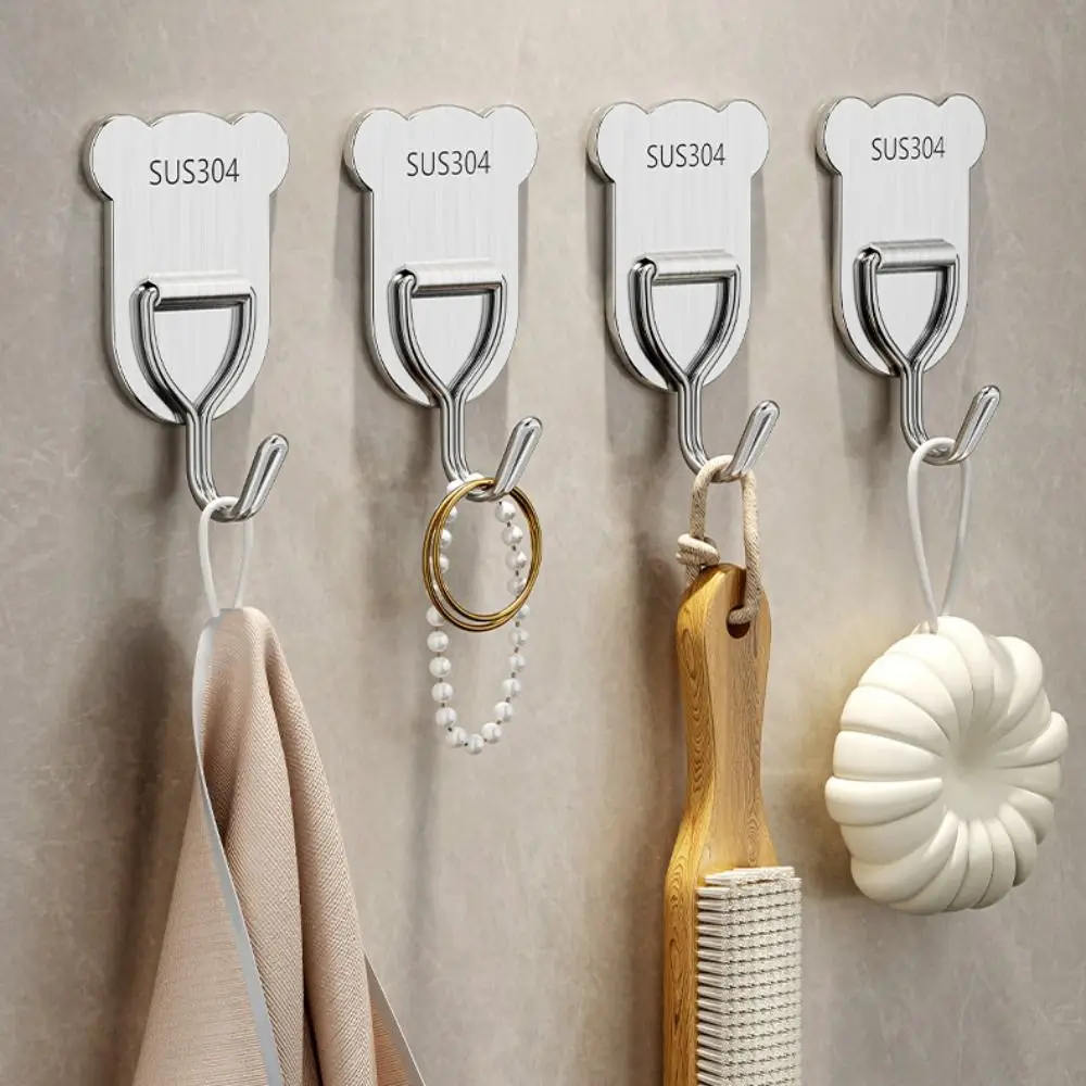 

5pcs Strong Bearing Capacity Stainless Steel Hook Waterproof Strong and Durable Perforation-free Metal Hook Moisture-proof