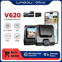 LINGDU V620 Dash Cam for Car Front Rear 4K + 1080P 2.4 Inch IPS WiFi Dash Camera Parking Monitoring Super Night Vision WDR GPS