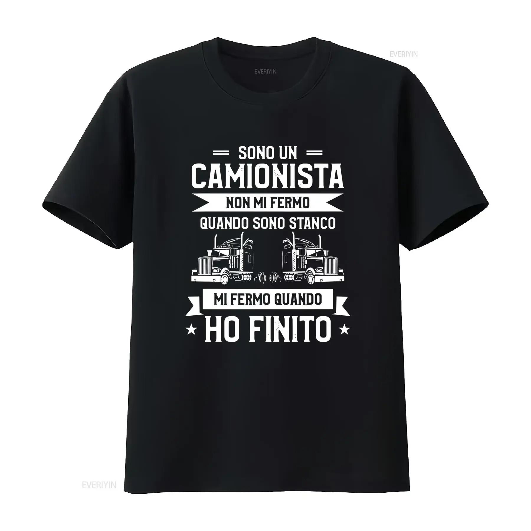 Maglietta da uomo divertente per camionisti Italiano slang camionista Semi Nero Bianco Stampa Girocollo casual Perfetta Stylish